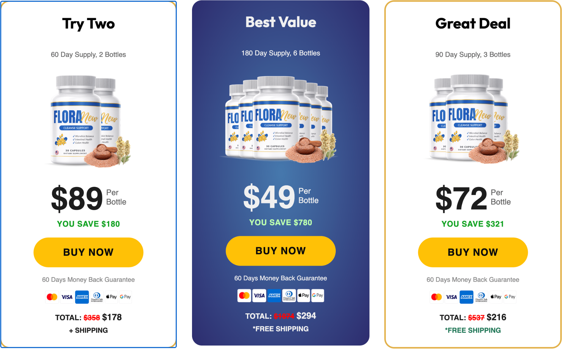 FloraNew pricing packages: Try Two, Best Value, Great Deal