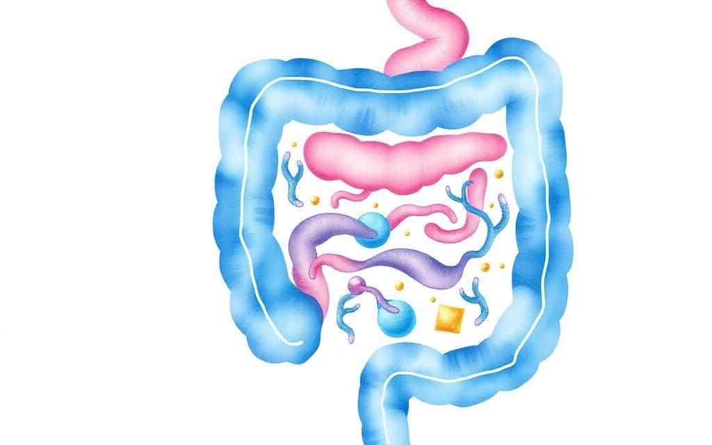Healthy human gut microbiome illustration
